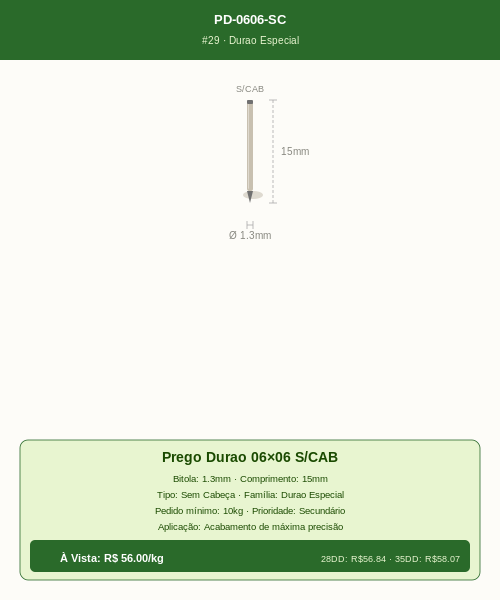 Prego Durao 06×06 Sem Cabeça