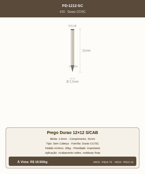 Prego Durao 12×12 Sem Cabeça