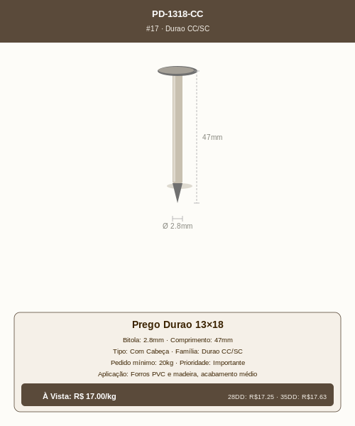 Prego Durao 13×18 Com Cabeça
