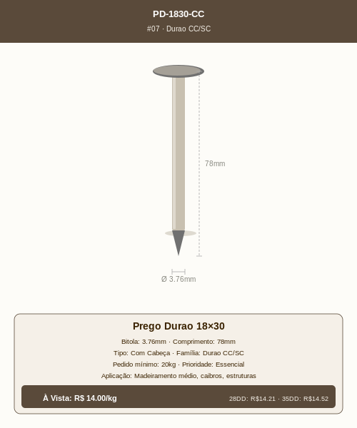Prego Durao 18×30 Com Cabeça