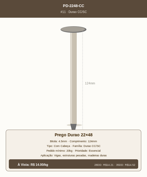 Prego Durao 22×48 Com Cabeça